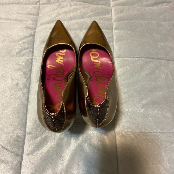 Sam Edelman Celia bronze snakeskin accent heels - Picture 5 of 13